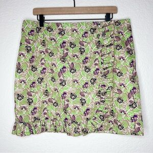 Tory Burch Performance Golf Skirt Floral Ruffle Snap Built In Shorts size 12